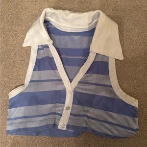 “Out from Under” Urban Outfitters Blue and White Ribbed Top
